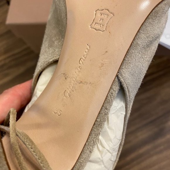 Gianvito Rossi Beige Nude Suede Lace Camoscio Peep Heels Boots Booties SZ 35 5 - Picture 5 of 6